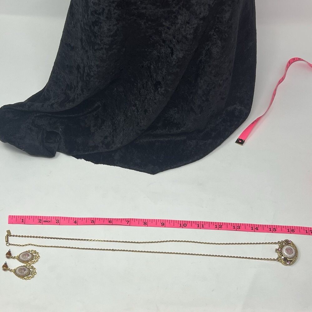 Vintage 1928 Necklace And Earrings Set Long Gold Rose cameo Locket Pierced Rare - Picture 12 of 15